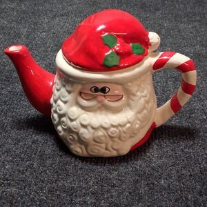 HERMITAGE POTTERY Vintage Santa Claus 6" Teapot Jolly Christmas Holiday Décor